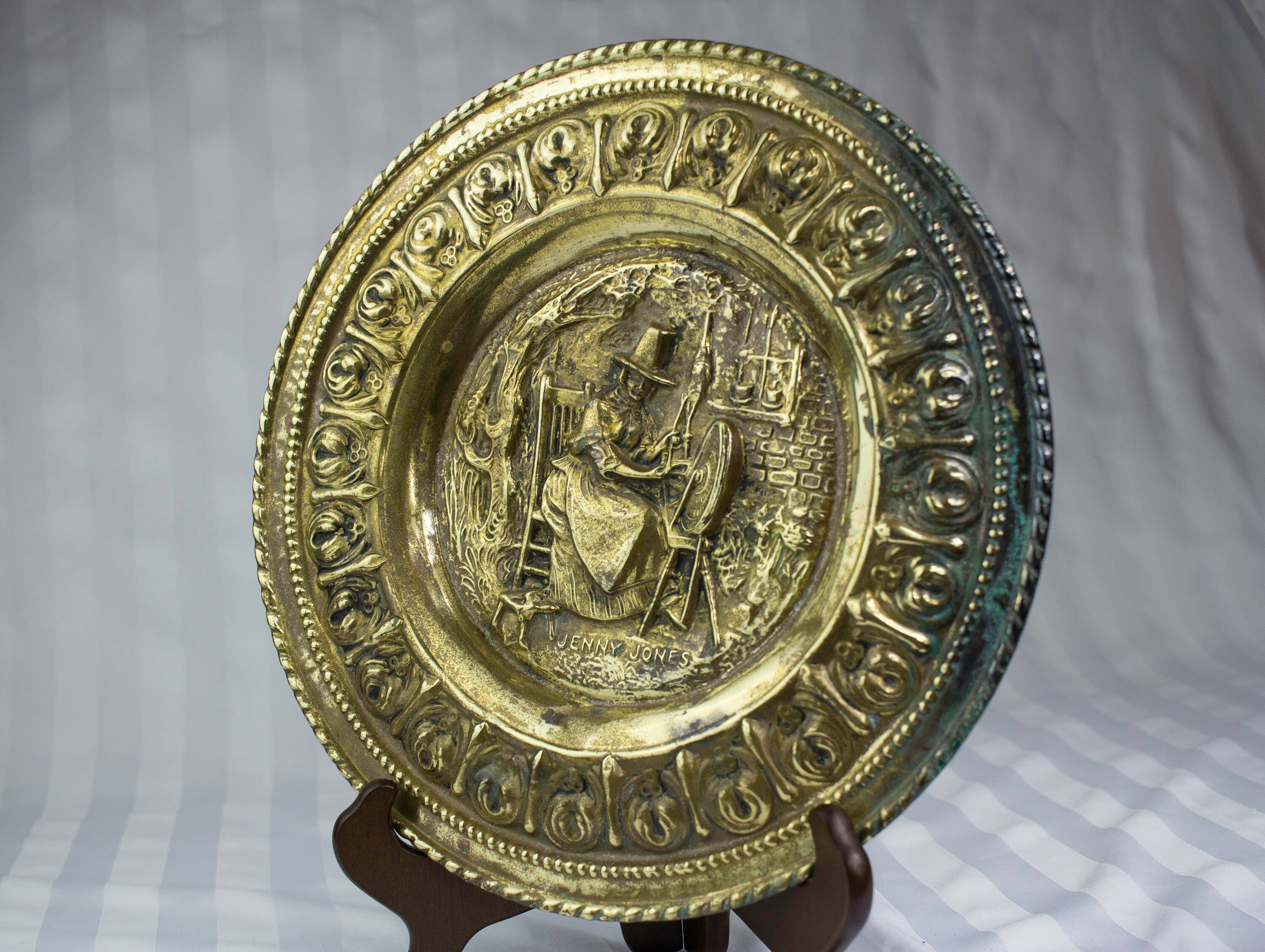 Hammered Brass Plate Jenny Jones From Peerage - Made in England