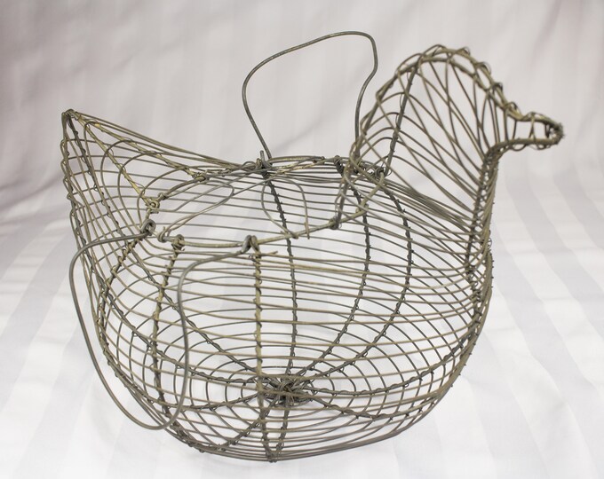 Primitive French Wire Chicken Egg Basket large Country Farmhouse Decor Etsy