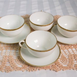 Nippon Tea Cups and Saucers with Gold Filigree - Vintage Hand Painted China