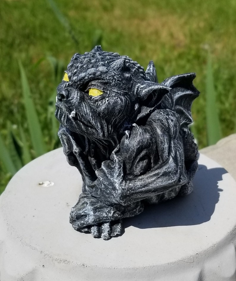 Gargoyle statue solid concrete cement hand made hand painted | Etsy