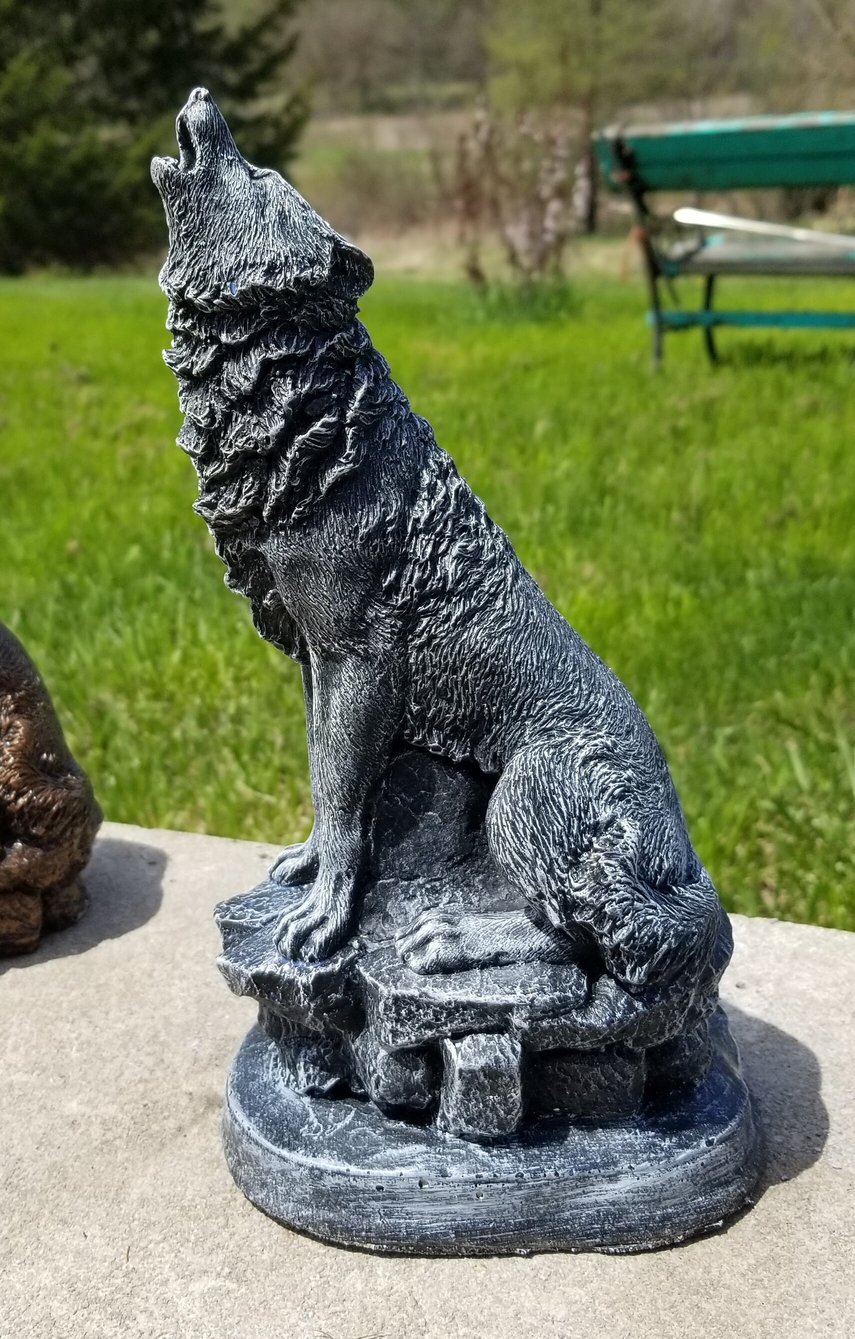 10 alto de hormigón macizo adornos de patio de lobo | Etsy