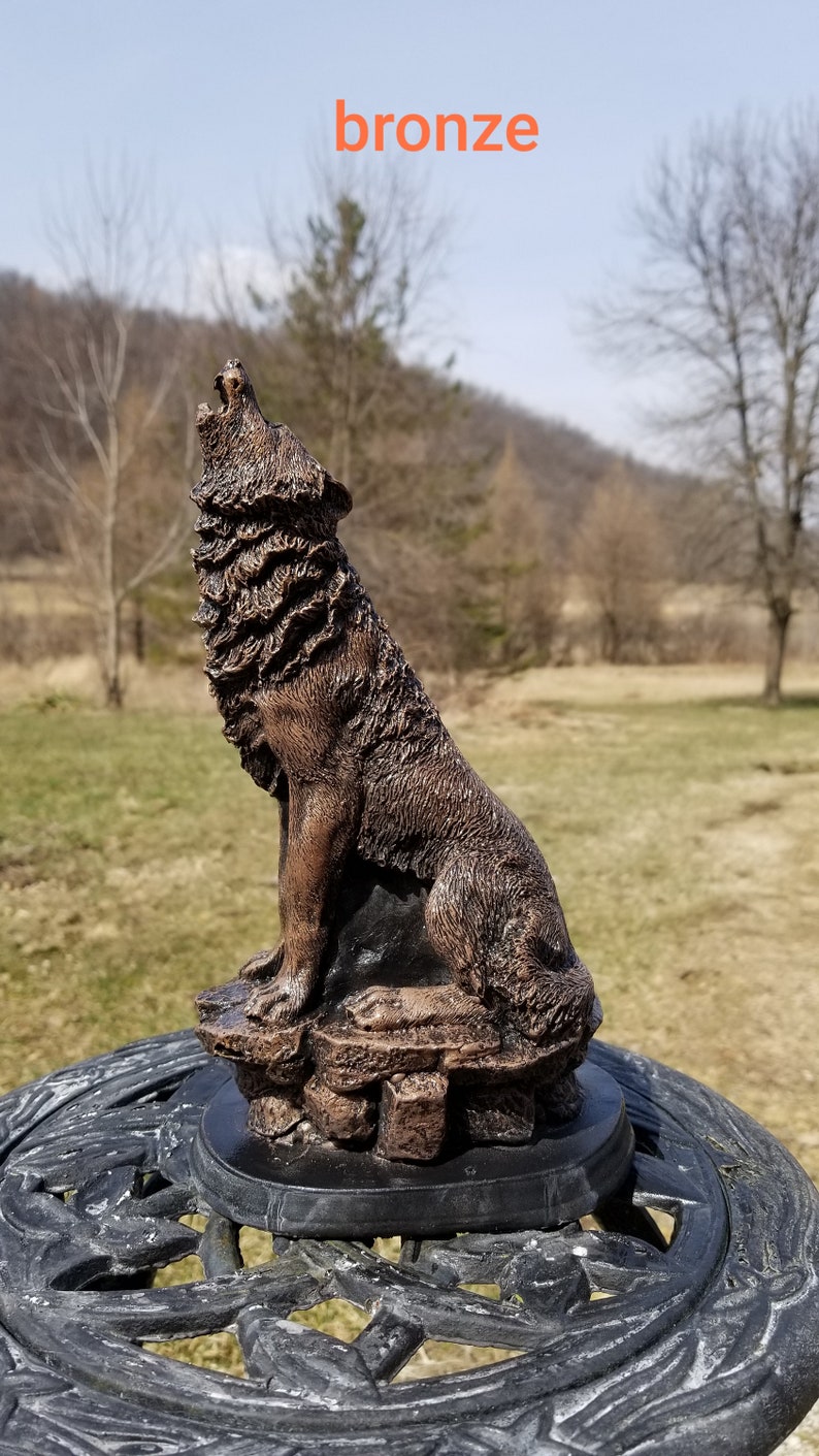 Solid concrete Wolf yard ornaments garden statueCement yard Etsy