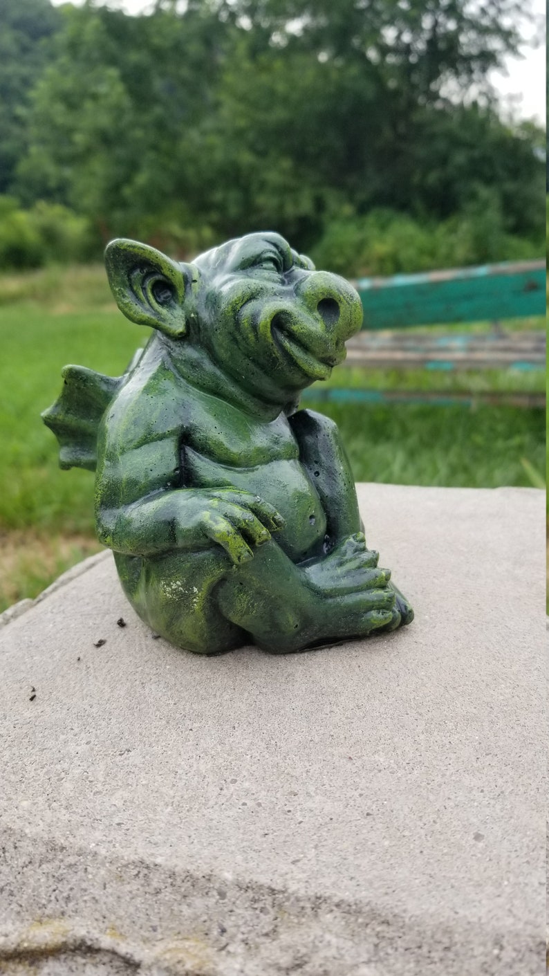 Gargoyle statue solid concrete cement hand made hand painted | Etsy
