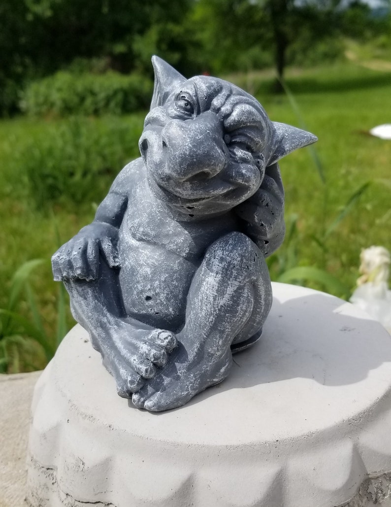 Gargoyle statue solid concrete cement hand made hand painted Etsy