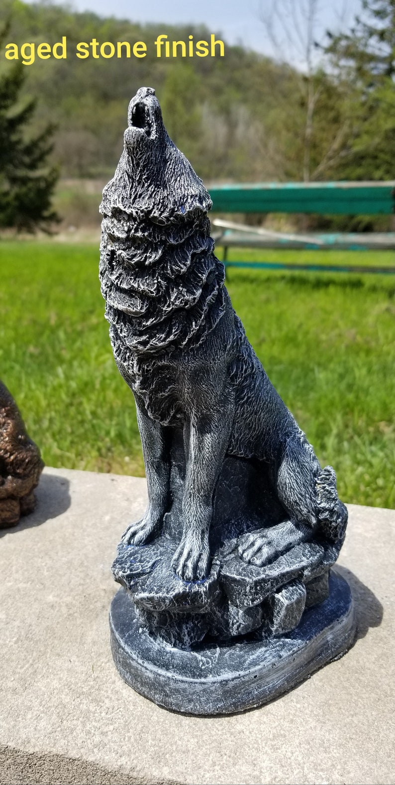 Solid concrete Wolf yard ornaments garden statueCement yard Etsy
