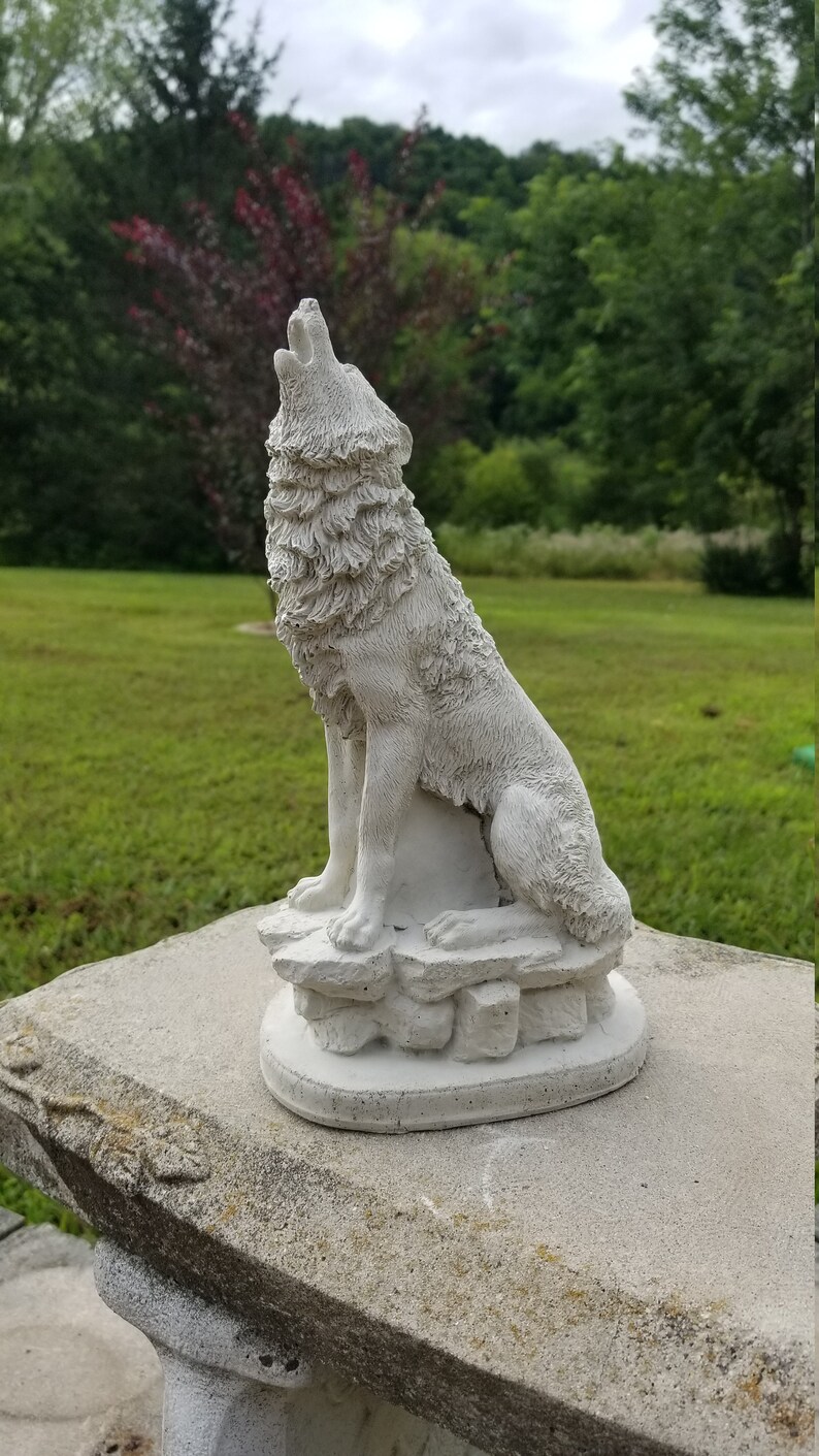 10 tall solid concrete Wolf yard ornaments garden Etsy