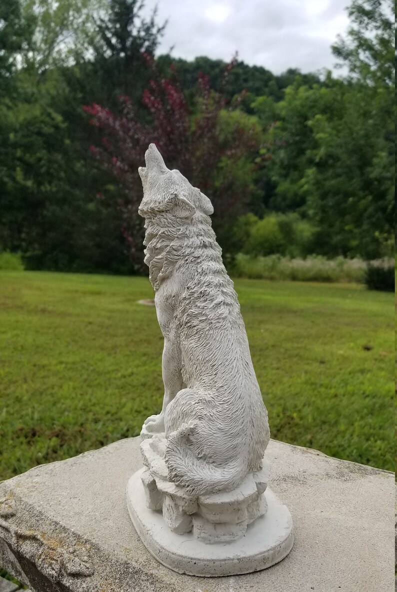 Solid concrete Wolf yard ornaments garden statueCement yard Etsy