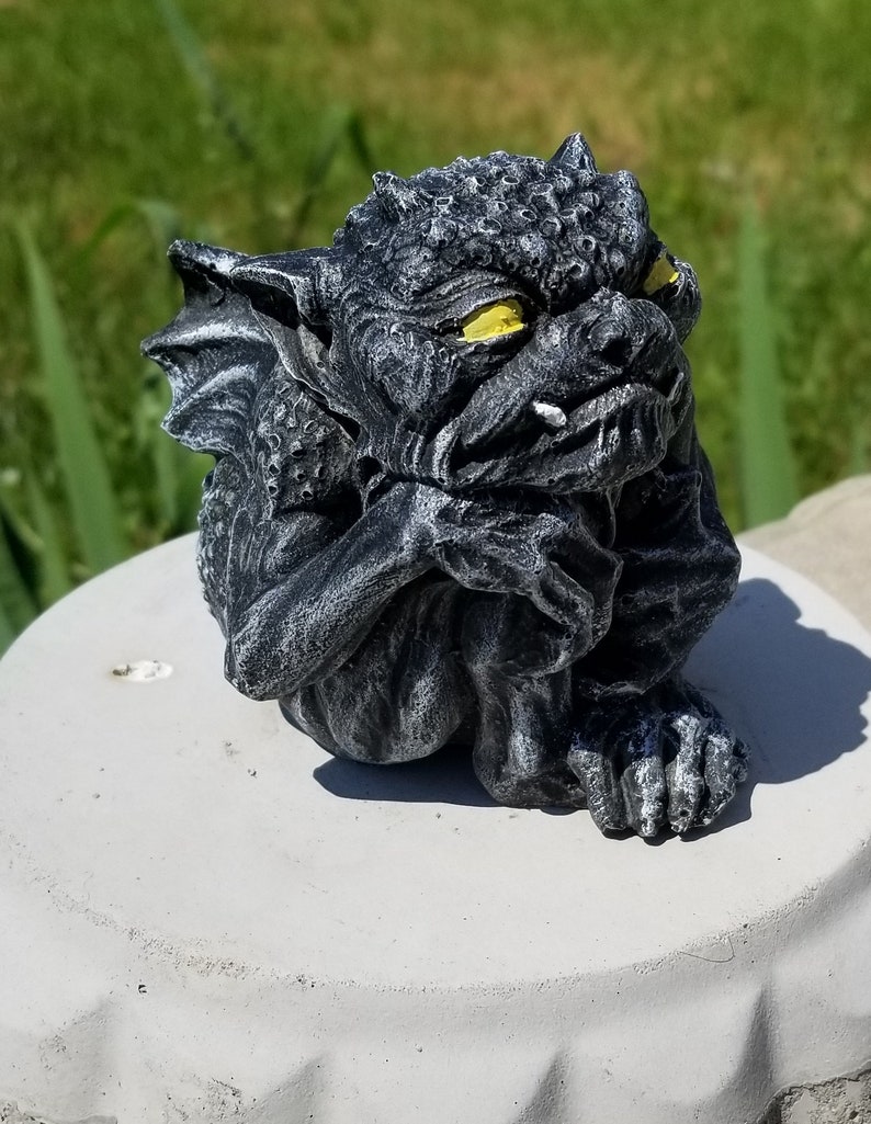 Gargoyle statue solid concrete cement hand made hand painted | Etsy