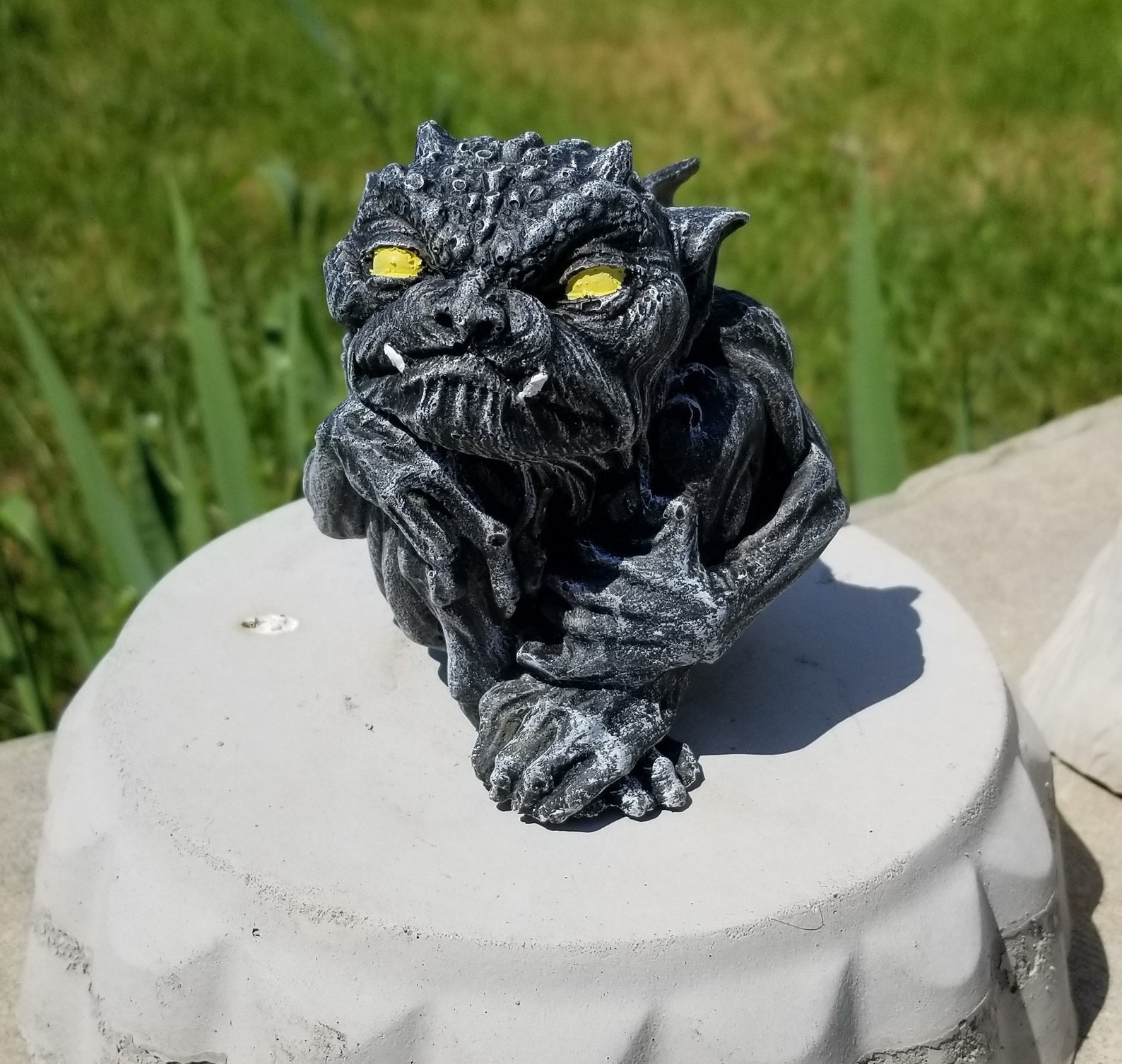 Gargoyle statue solid concrete cement hand made hand painted Etsy