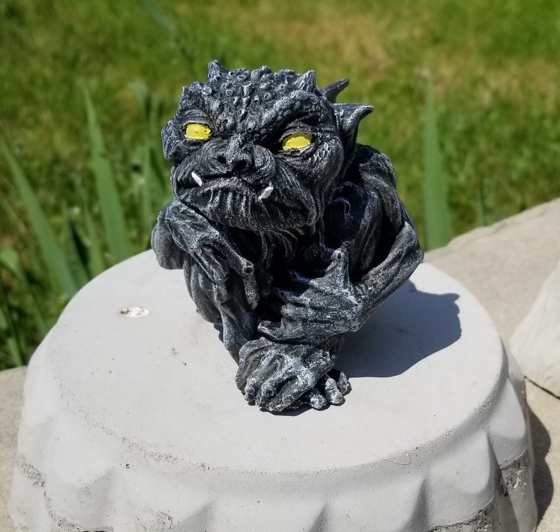 Gargoyle statue solid concrete cement hand made hand painted Etsy