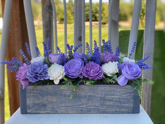 Purple Lavender Lilac, Wood Flower Box Arrangement, Purple Flower  Centerpiece, Birthday Gift, Wedding Table Centerpiece, Mother's Day Flower  - Etsy