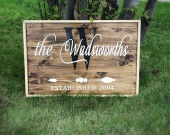 Personalized Lastname Sign, Family Name Sign, Established Sign, Wood Name Sign, Wedding Gift, Housewarming Gift, Entryway, Living Room Decor