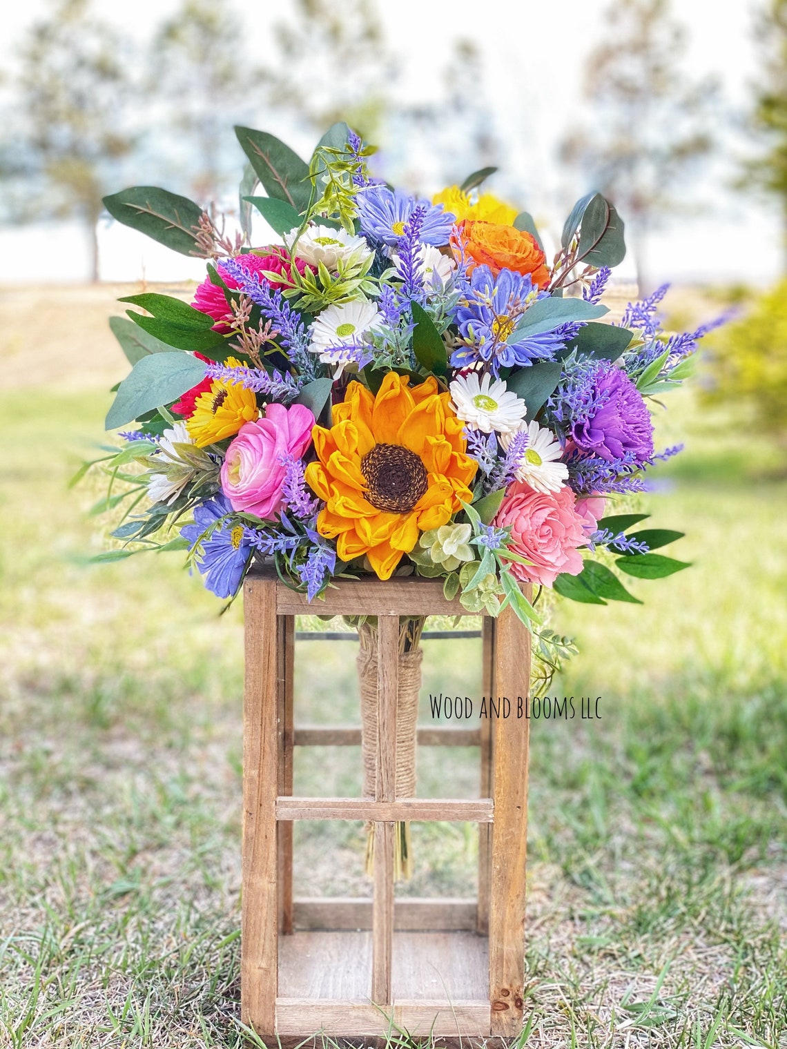 Wildflower Bouquet Sola Wood Flower Summer Wedding Bridal Etsy