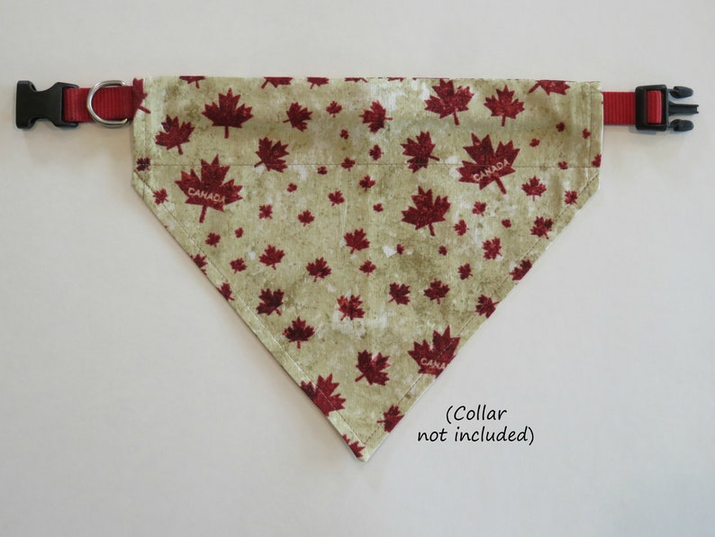 Slide on Bandana Reversible Bandana Over the Collar Pet Bandana Dog or Cat Bandana Pet Bandana Canada Maple Leaf meets Hearts /& Paws