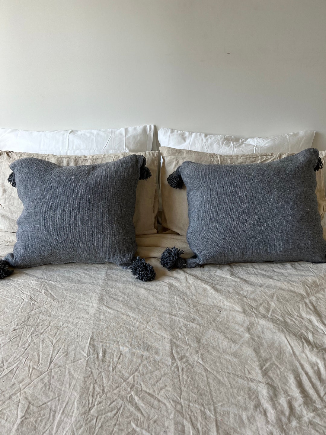 MOROCCAN Pom Pom 20 X 20 Pillow Pom Pom Pillow Pom Pom Pillow Case ...