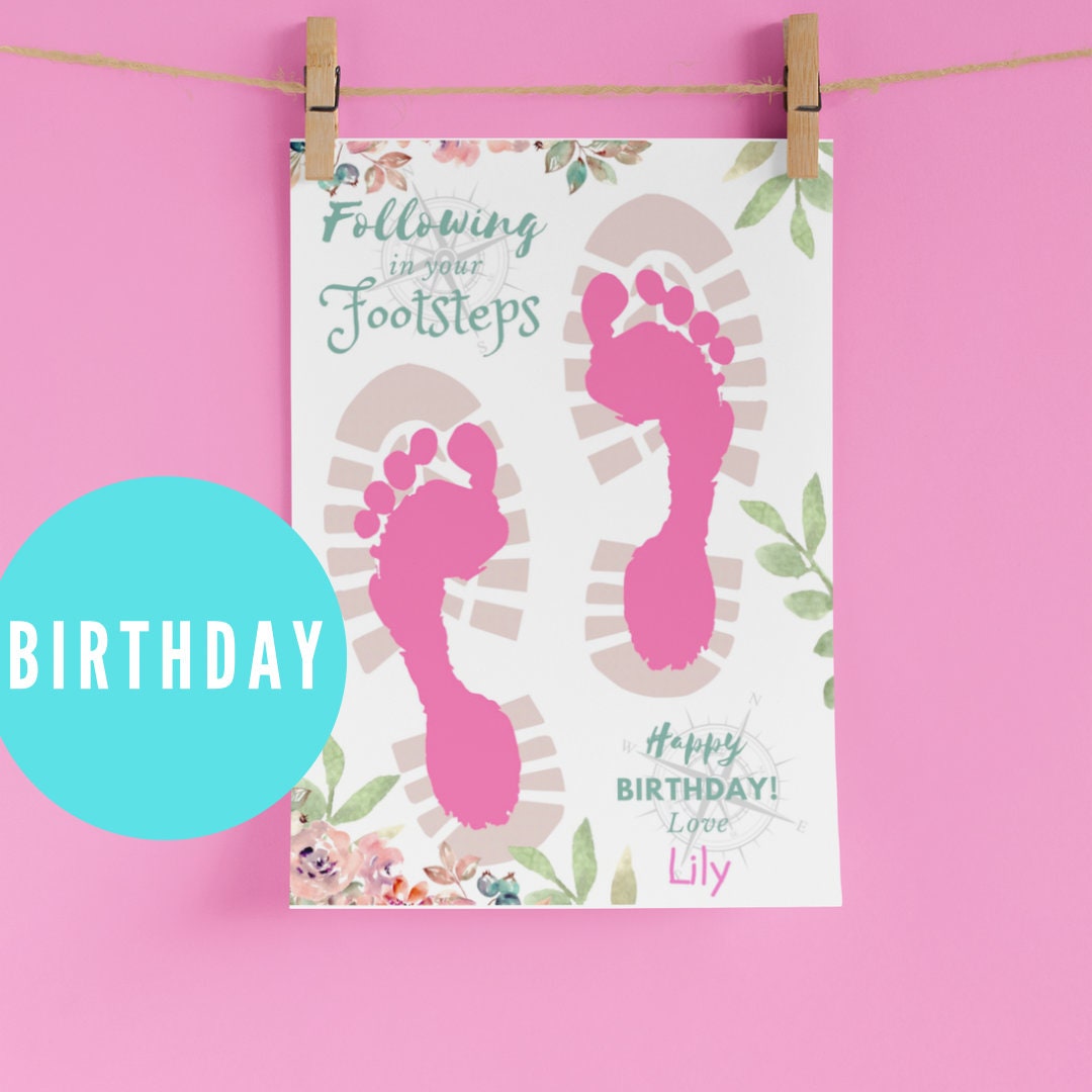 Happy Birthday Footprint Template Following in Your Etsy