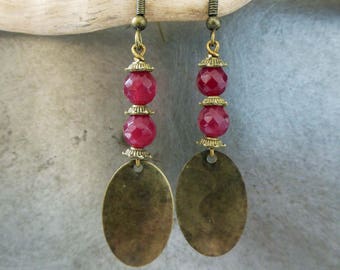 Boucles d'oreille les insouciantes violettes, agates colorées.