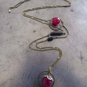 Sautoir les rêveuses violet, perles : agates à facettes. image 5