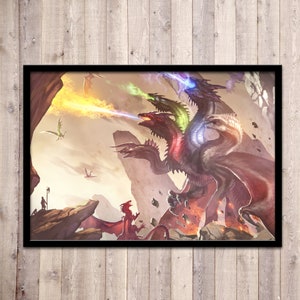 Dragon art print, dragon wall art, poster, signed art, dragon illustration, fantasy print, digital art, dragolisco