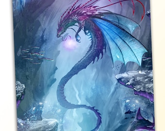 Dragon Print, Blue Dragon, Dragon Art Print, Dragon Wall Art