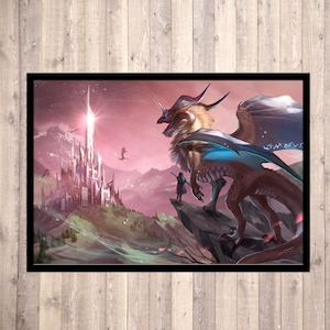 dragon poster, fantasy, dragon art print, wall art, signed art, dragon illustration, fantasy print, dragolisco, griffin, creature, monster