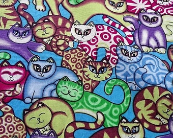 Cotton fabric printed patterns "cats"