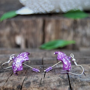 purple earrings - umbrella earring - hanging earrings - umbrella jewelry - gift for girls