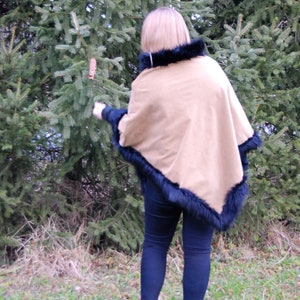 Poncho * Frauen Poncho * Elegant * samt * Fell * Kunstfell * Winter * Frühling