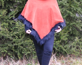 Poncho * Women Poncho * Elegant * Velvet * Fur * Faux fur * Winter * Spring