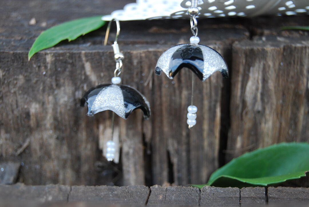 Black & White Earrings Umbrella Earring Hanging Earrings Umbrella