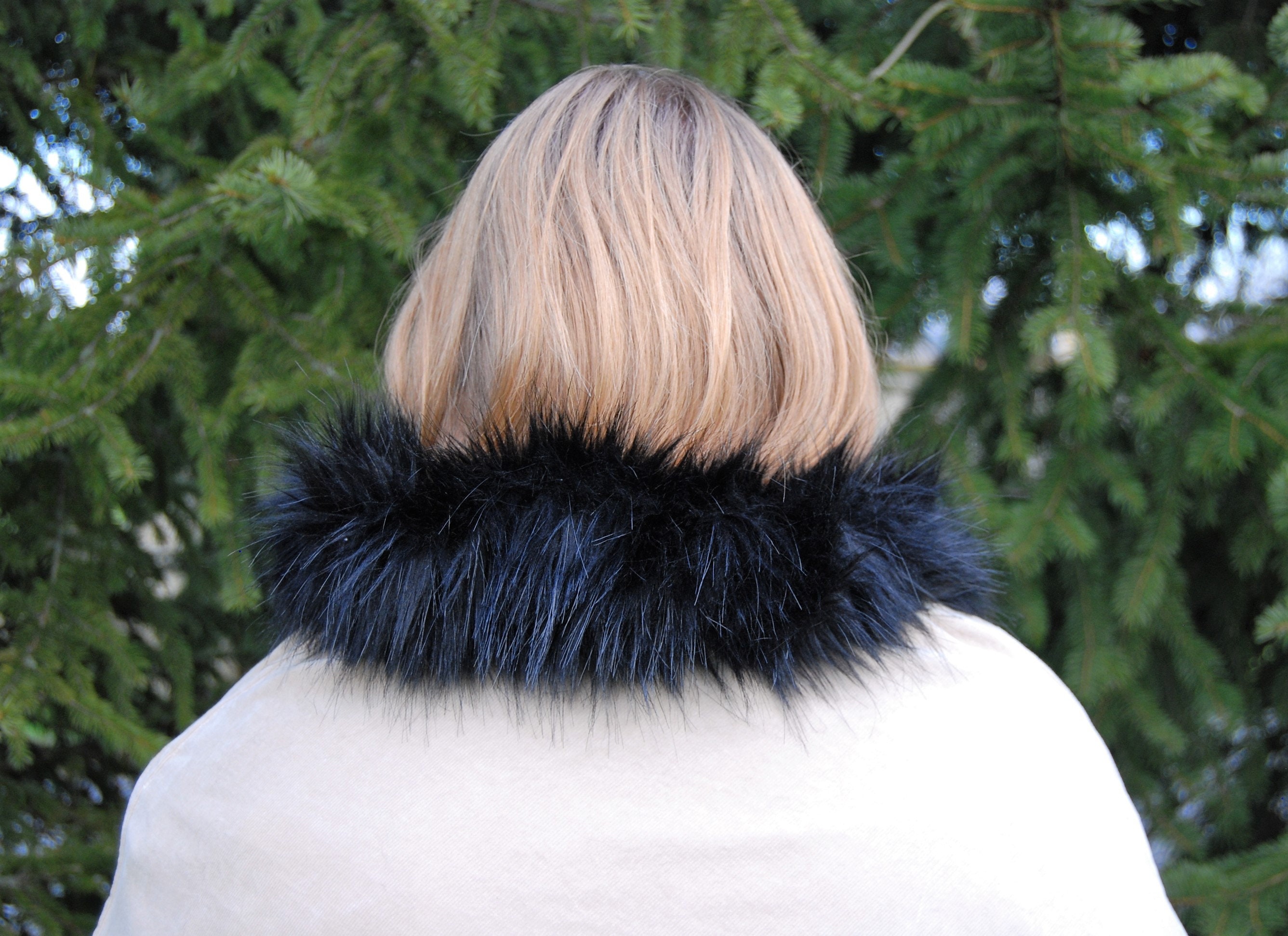 Elegant Faux Fur Winter White Poncho main image 1