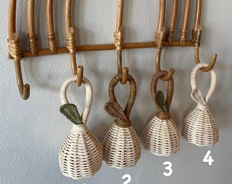 Rattan Baby Rattle - Handmade Boho Rattan Shaker - Wicker Rattan Nursery Toy