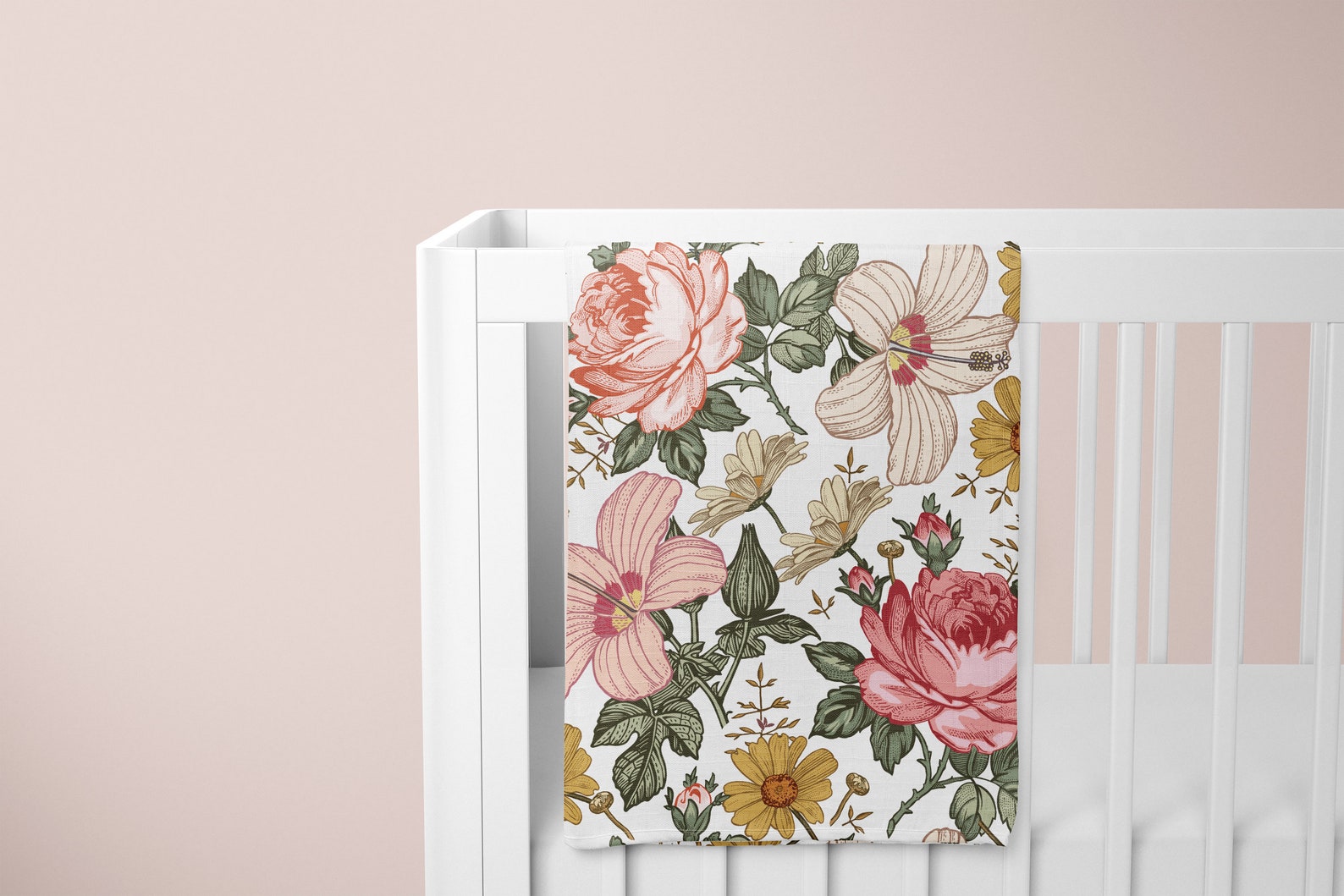 Floral Swaddle and Hat Set Soft Bamboo Muslin Baby Swaddle Etsy