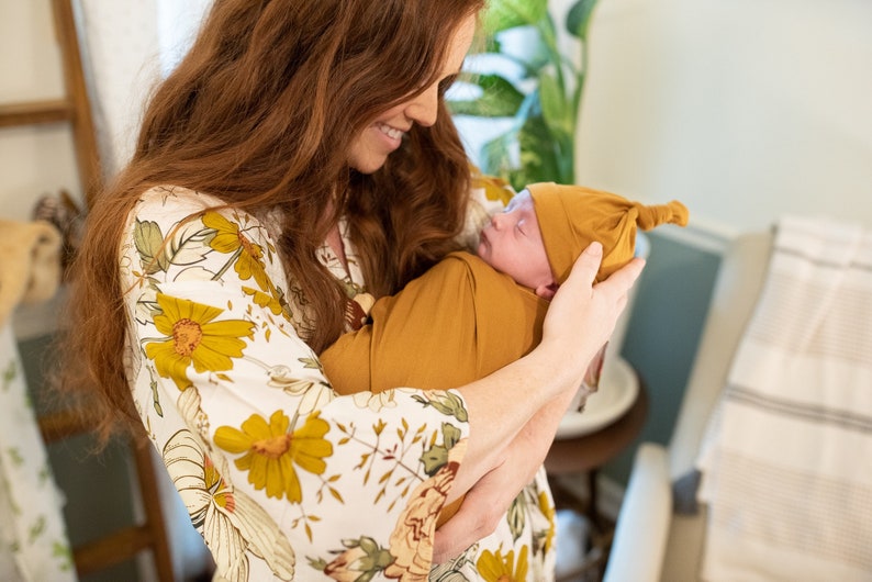 Mommy Robe and Baby Gown Swaddle Blanket Hat And/or Headband Etsy