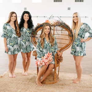 Bridesmaid Romper // Tropical Romper // Bridesmaid Gift // Bridal Romper // Monstera Leaf Romper // Hawaiian Wedding // Destination Romper image 2