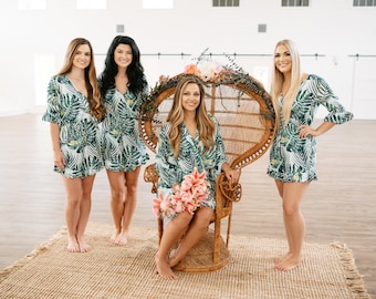 Bridesmaid Romper // Tropical Romper // Bridesmaid Gift // Bridal Romper // Monstera Leaf Romper // Hawaiian Wedding // Destination Romper