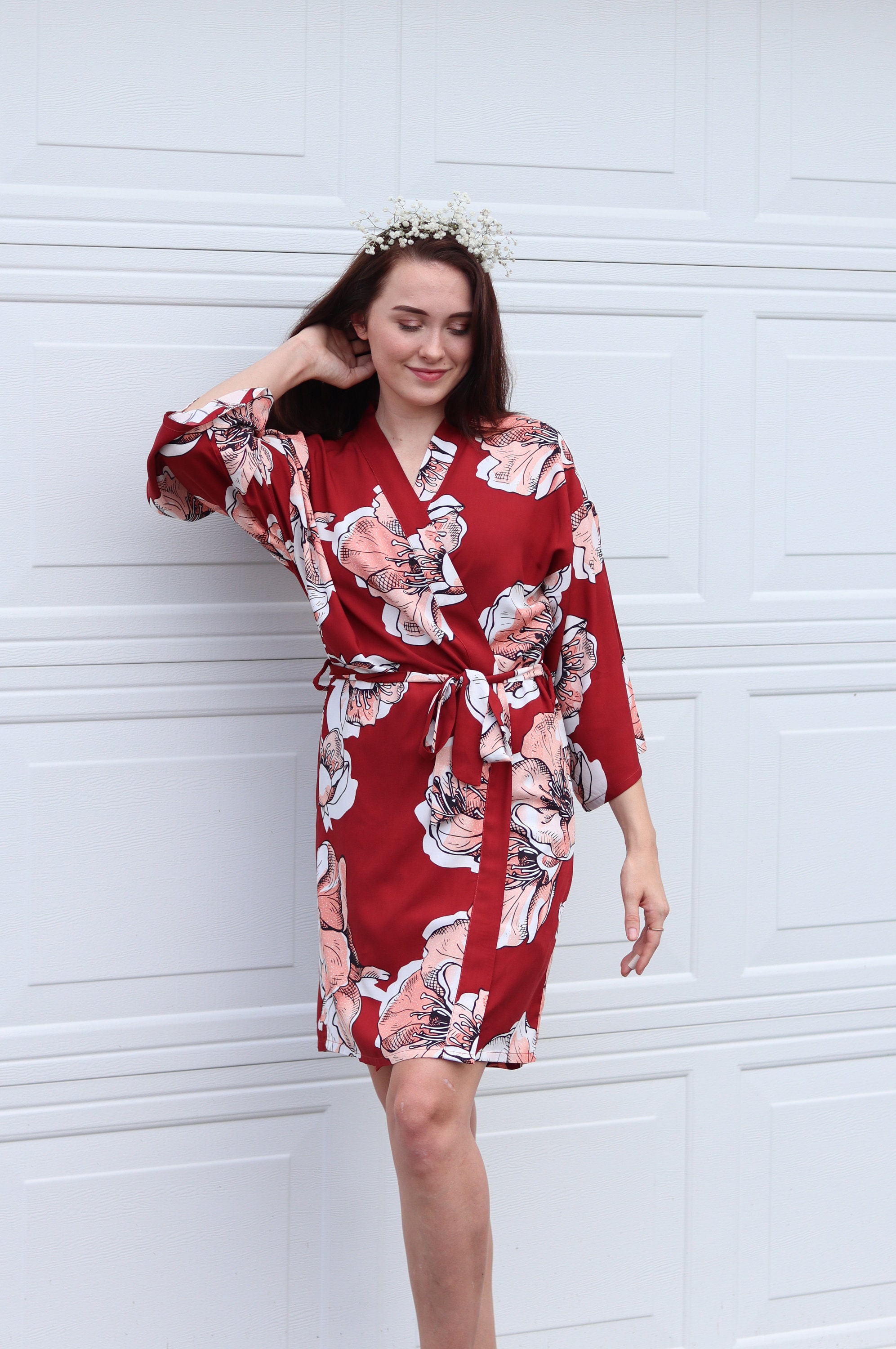 BURGUNDY Theme Wedding Bridesmaid Robes Floral Bridesmaid Etsy