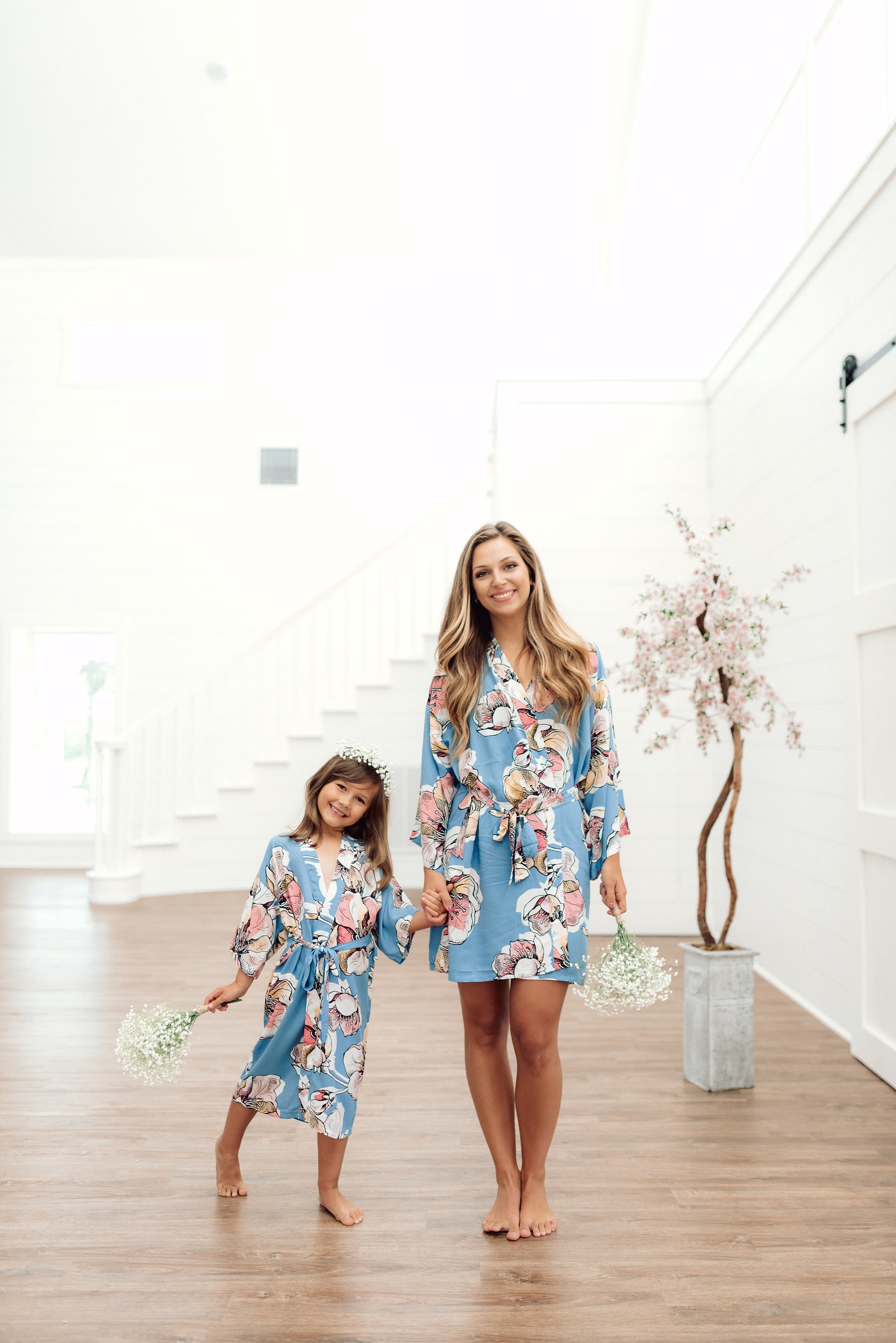 Blue Floral FLOWER GIRL ROBE Kid's Robes for Ages 2-14 - Etsy