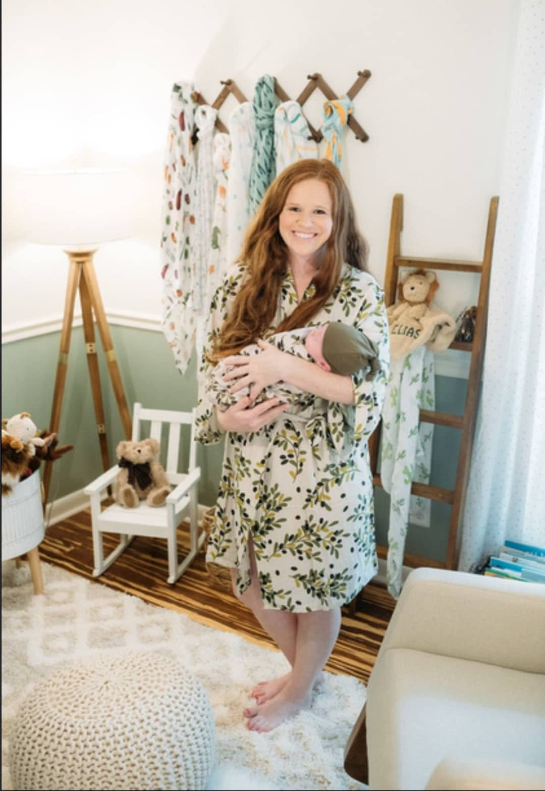 Organic Cotton Baby Swaddle Blanket and Olive Mommy Robe Etsy