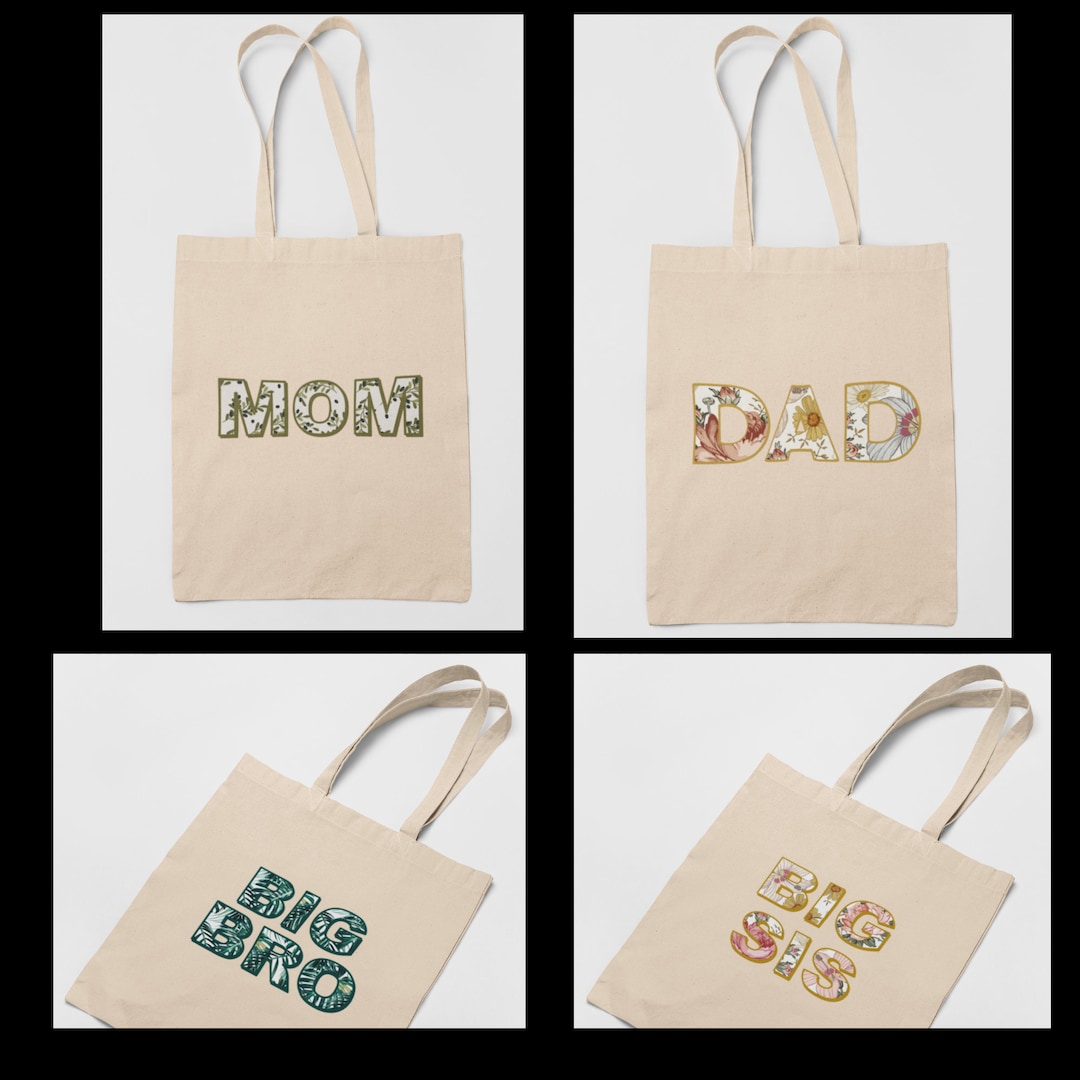 Family Matching TOTE Bags Organic Cotton Totes With Dad Mom Big Bro Big Sis Letters Cloth Bags for Halloween or Christmas Gifts Etsy Canada
