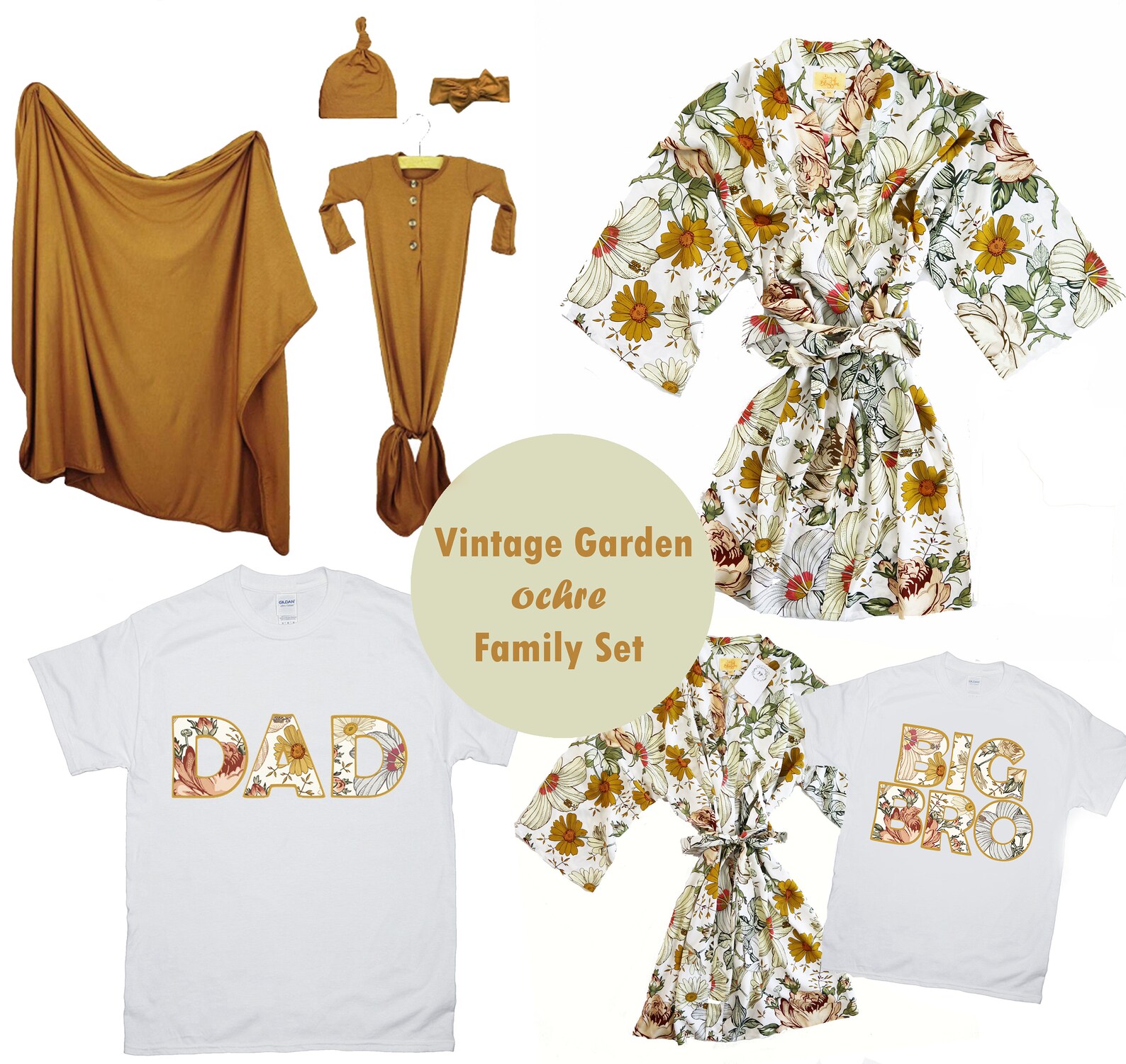 Vintage Garden OCHRE Organic Cotton Muslin Baby Swaddle Etsy