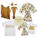 Ochre Vintage Garden Family Matching Set:  Mommy Robe, Newborn Swaddle & Hat and/or Bow, DAD T-shirt, Big BRO, and SIS T-shirts 