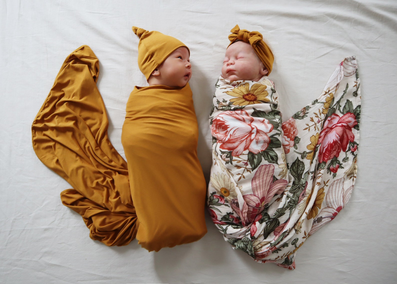 Floral Swaddle and Hat Set Soft Bamboo Muslin Baby Swaddle Etsy