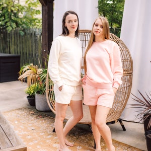 Bridesmaid Sweatshirt and Short Set for Getting Ready, Matching Flower Girl Sweatshirts, 100% Cotton 2-piece Sweater &Short, Bridesmaid Gift
