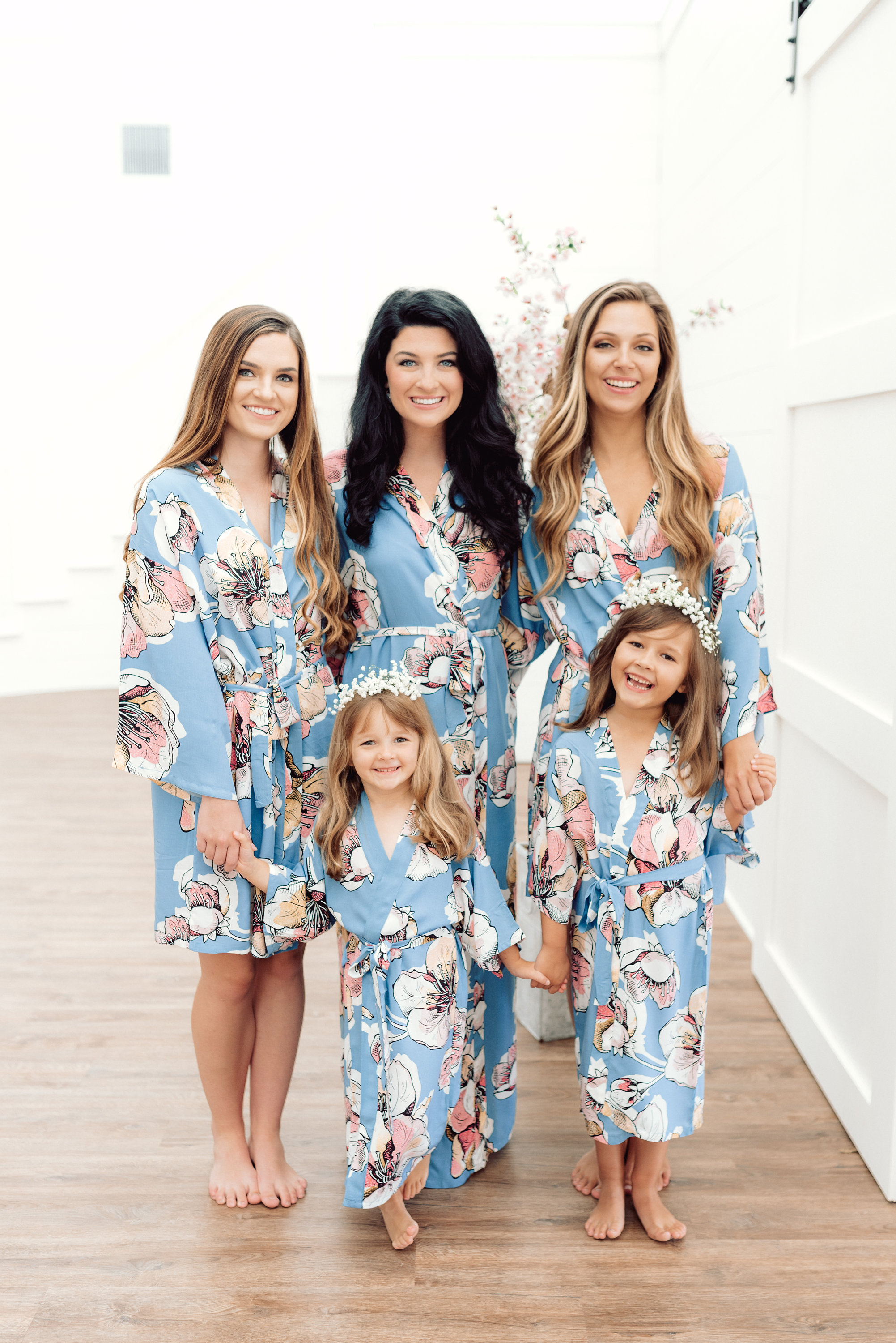 Bridesmaid Robes Dusty Blue Floral Robe Set Bridesmaid Etsy