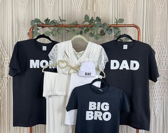 Maternity Pajamas and Matching Swaddle, Dad, Big Brother and Big Sister T-shirts for Maternity Photos - Plain White Print Swaddle