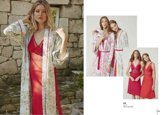 Matching 2 Piece Nightgown Kimono Outfit Set Kimono Robe and Nightgown Set Etsy UK