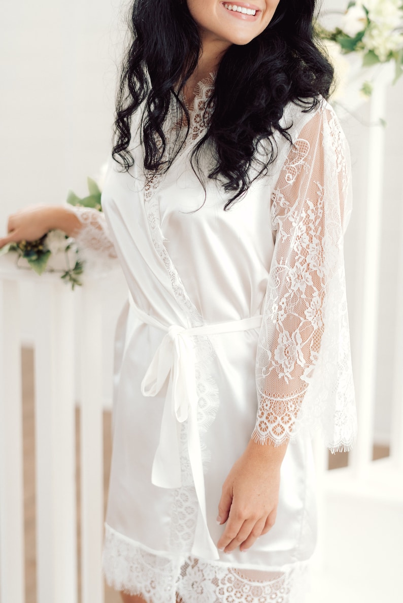 white lace robe