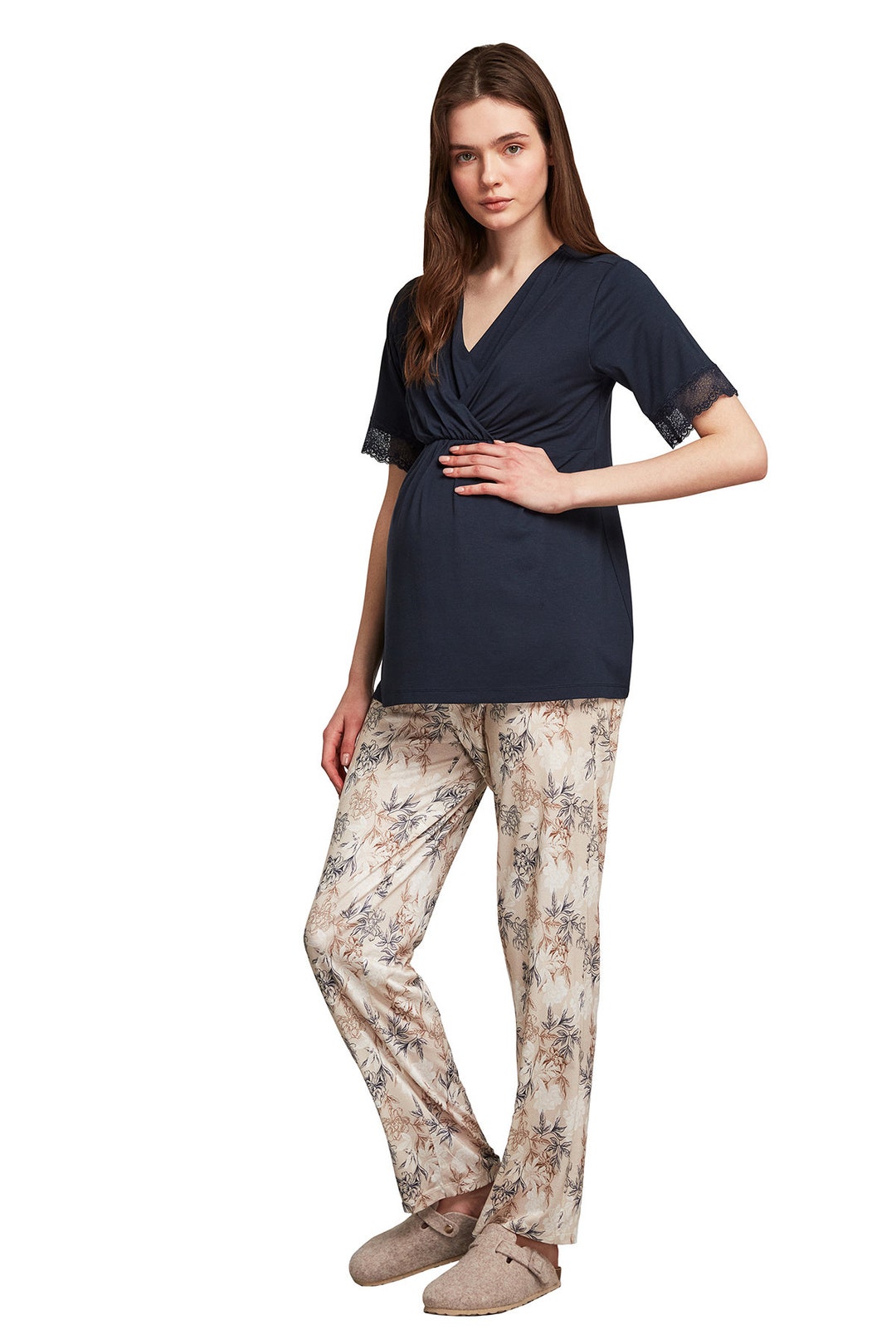 Maternity Pajama Set With Pant - Soft and Stretchy PJ Set for Pregnant ...