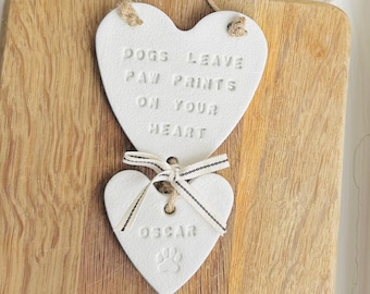 Dogs leave paw prints on your heart, memorial gifts, loss rememberance, personalised, any name